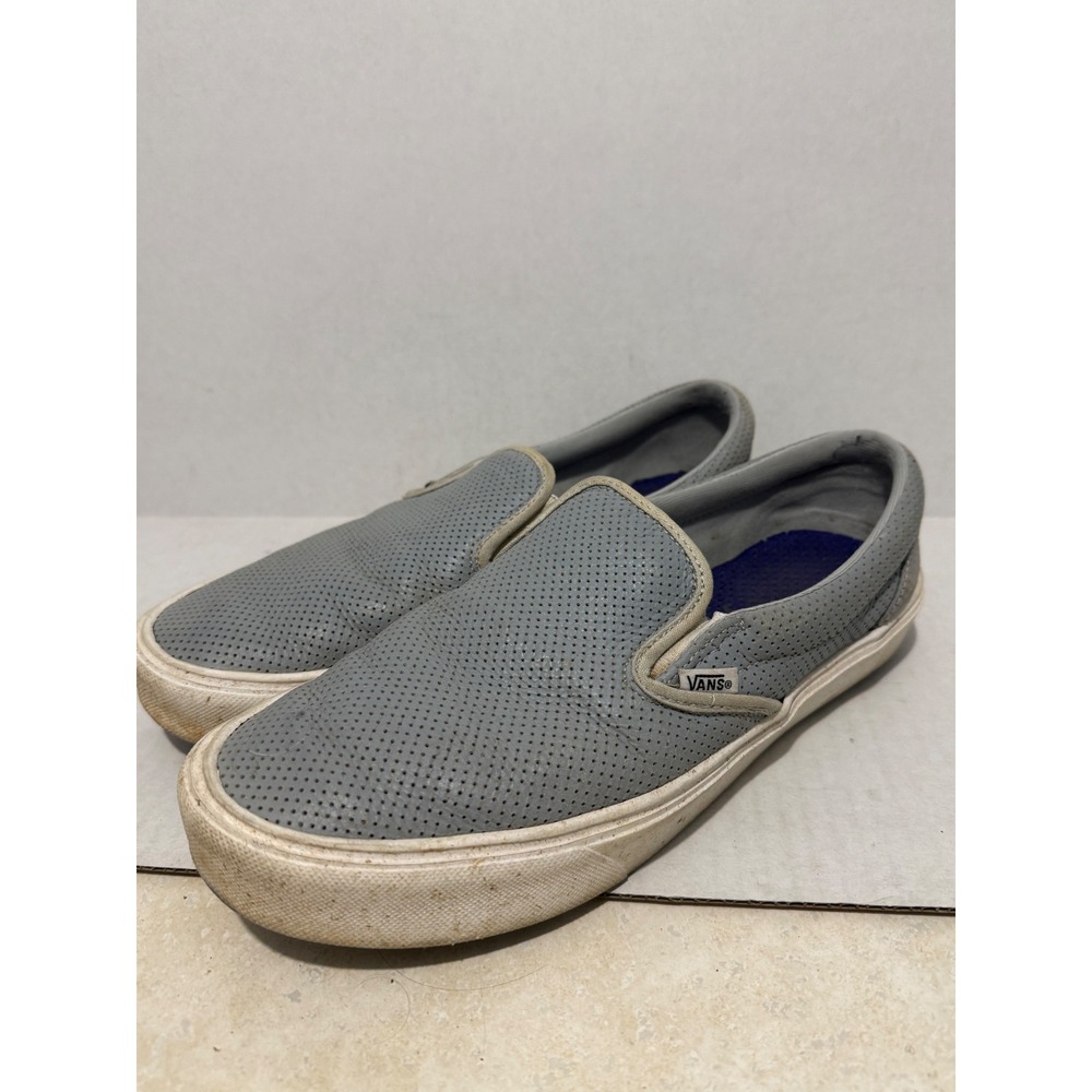 Vans LXVI Slip On Mens 10 Gray Perforated Leather UltraCush Sneakers